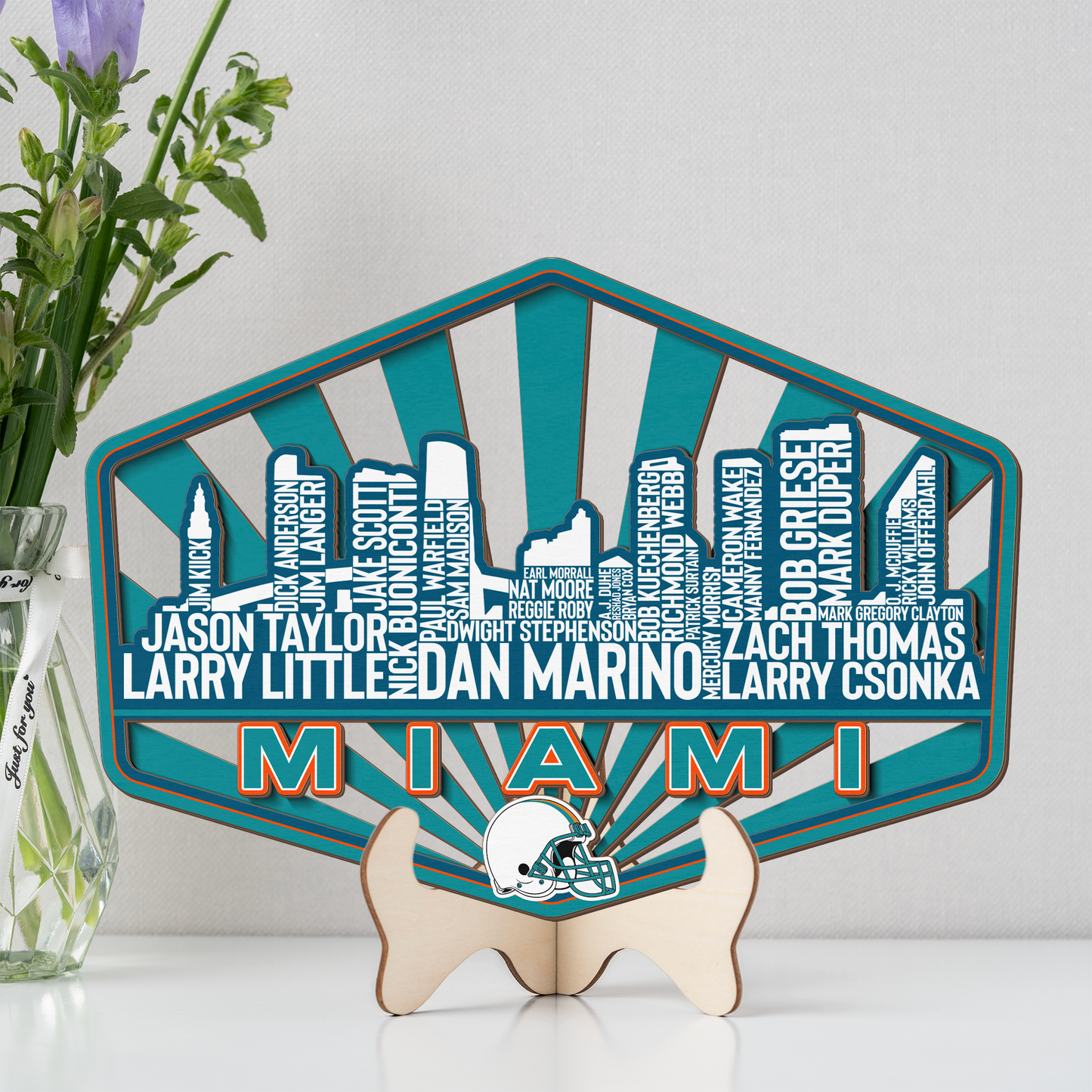 Miami Football Greatest Of All Time Legend Team Wood Sign Miami City Skyline Gift Decor