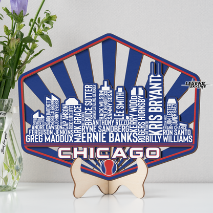 Chicago Baseball Greatest Of All Time Legend Team Wood Sign Chicago City Skyline Gift Decor