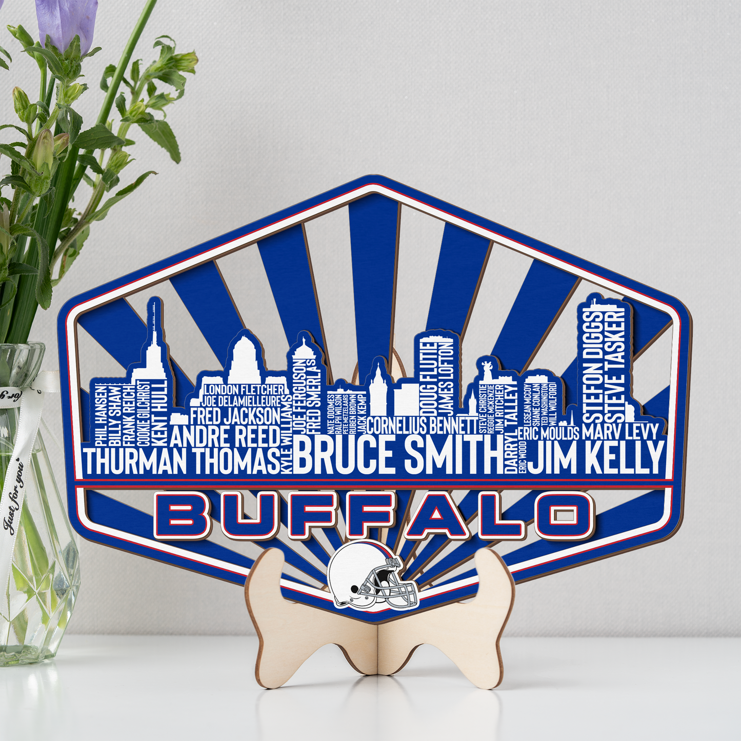 Buffalo Football Greatest Of All Time Legend Team Wood Sign Buffalo City Skyline Gift Decor