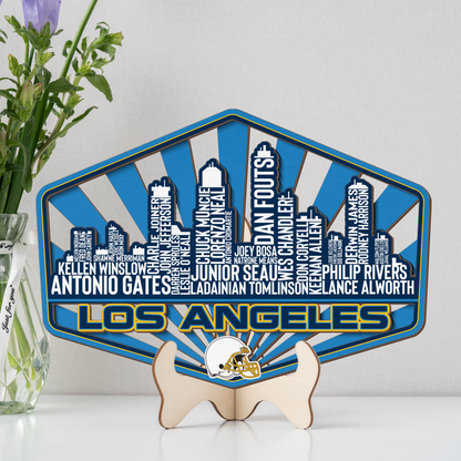 Los Angeles Football Greatest Of All Time Legend Team Wood Sign Los Angeles City Skyline Gift Decor
