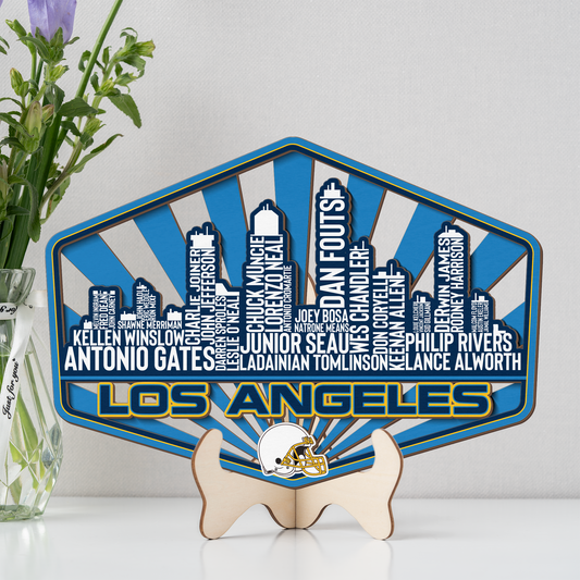 Los Angeles Football Greatest Of All Time Legend Team Wood Sign Los Angeles City Skyline Gift Decor