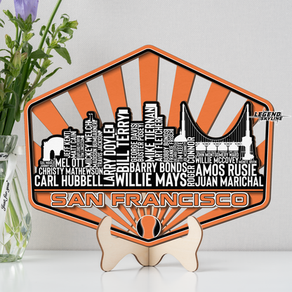 San Francisco Baseball Greatest Of All Time Legend Team Wood Sign San Francisco City Skyline Gift Decor