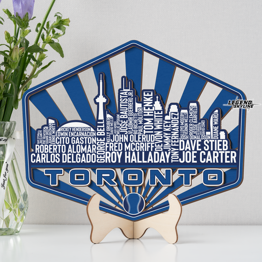 Toronto Baseball Greatest Of All Time Legend Team Wood Sign Toronto City Skyline Gift Decor