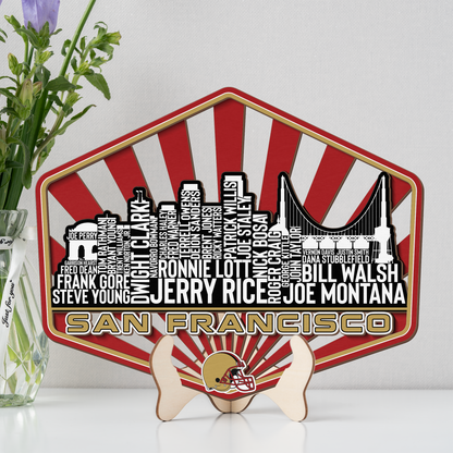 San Francisco Football Greatest Of All Time Legend Team Wood Sign San Francisco City Skyline Gift Decor