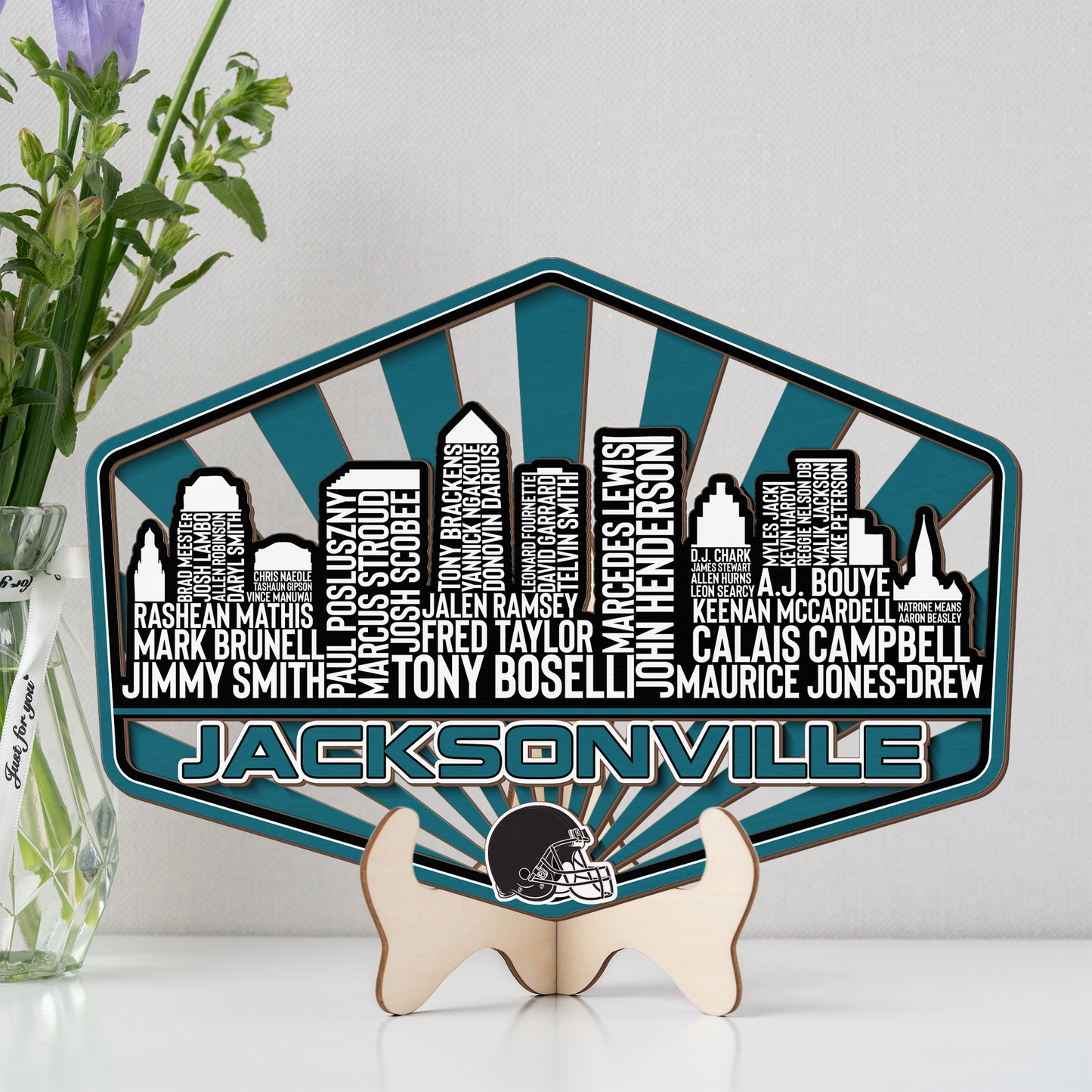 Jacksonville Football Greatest Of All Time Legend Team Wood Sign Jacksonville City Skyline Gift Decor