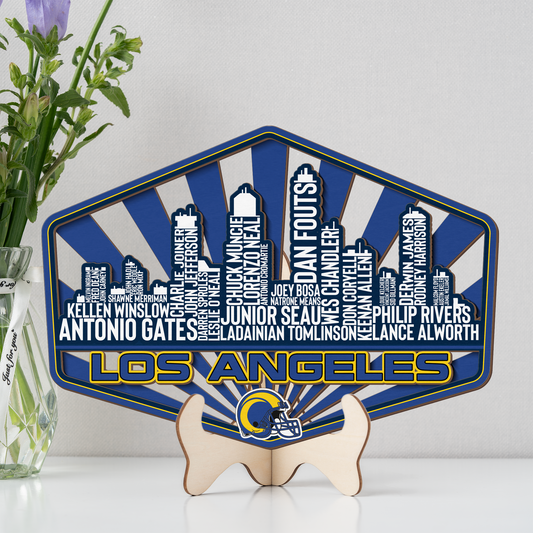 Los Angeles Football Greatest Of All Time Legend Team Wood Sign Los Angeles City Skyline Gift Decor
