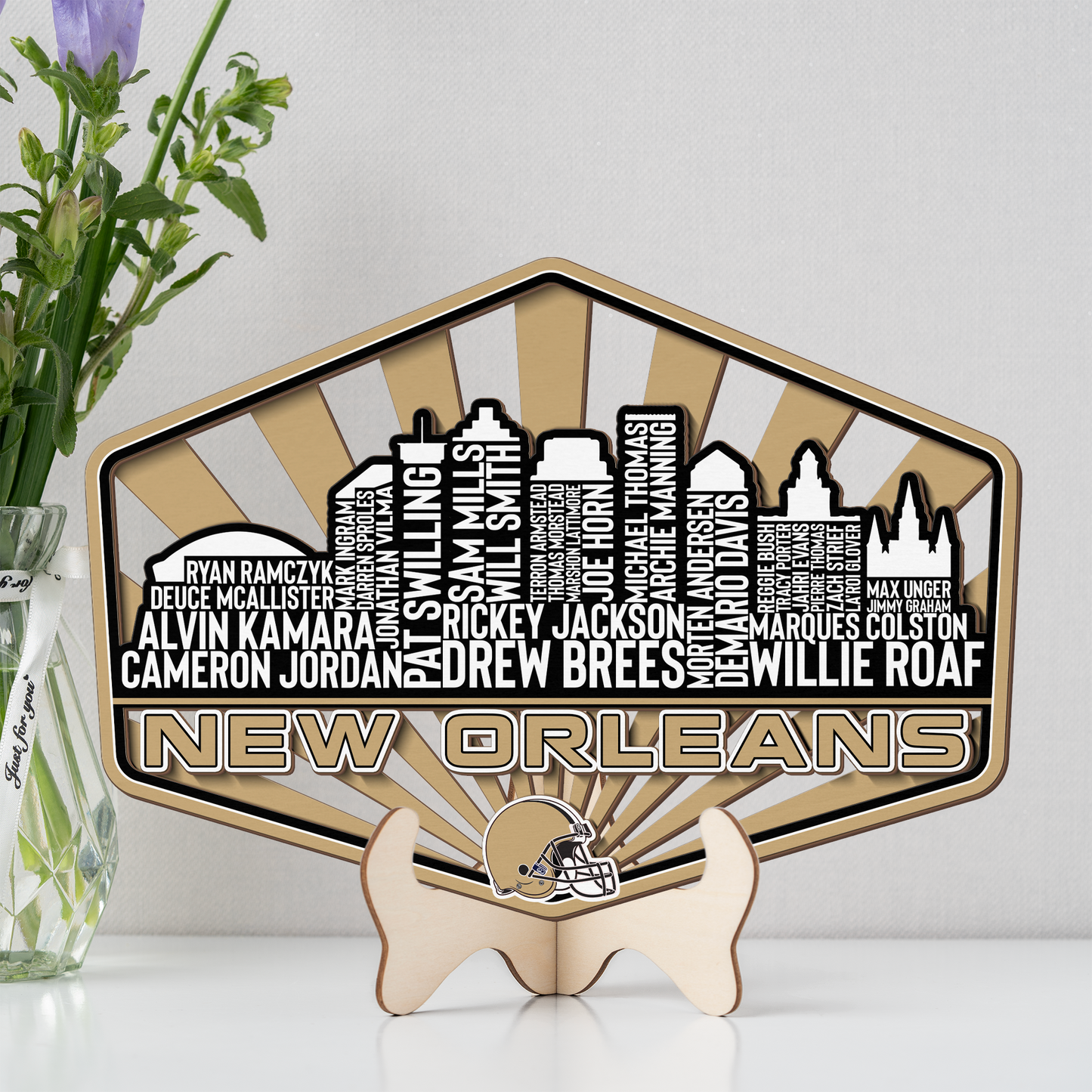 New Orleans Football Greatest Of All Time Legend Team Wood Sign New Orleans City Skyline Gift Decor