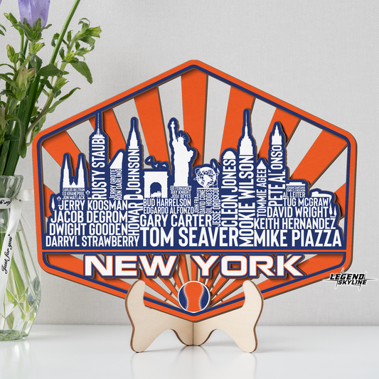 New York Baseball Greatest Of All Time Legend Team Wood Sign New York City Skyline Gift Decor