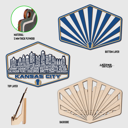 Kansas City Baseball Greatest Of All Time Legend Team Wood Sign Kansas City Skyline Gift Decor