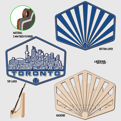 Toronto Baseball Greatest Of All Time Legend Team Wood Sign Toronto City Skyline Gift Decor