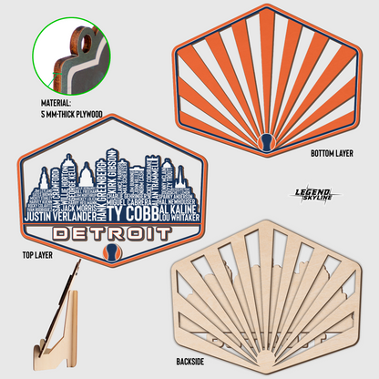 Detroit Baseball Greatest Of All Time Legend Team Wood Sign Detroit City Skyline Gift Decor