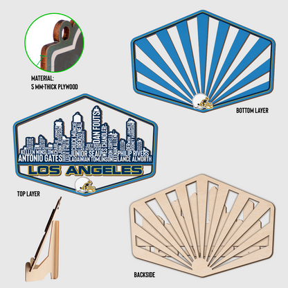 Los Angeles Football Greatest Of All Time Legend Team Wood Sign Los Angeles City Skyline Gift Decor