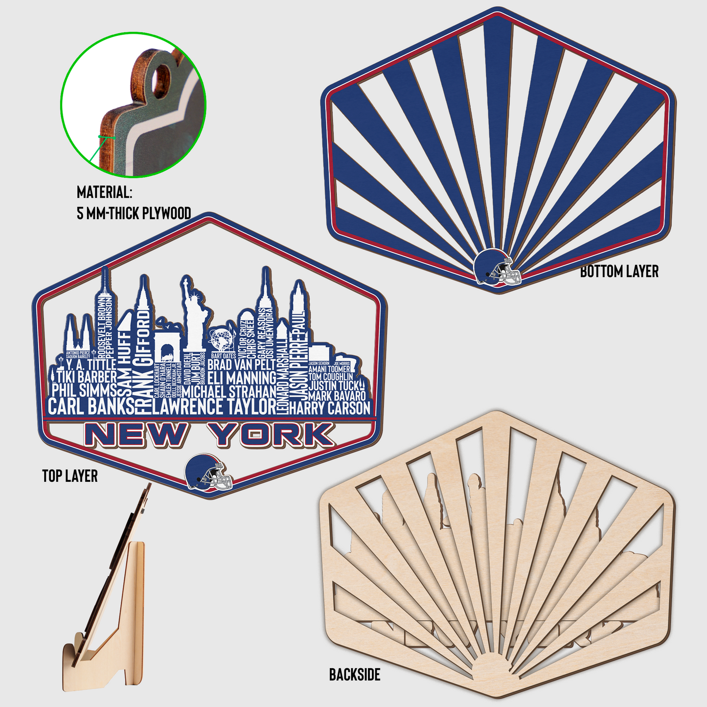 New York Football Greatest Of All Time Legend Team Wood Sign New York City Skyline Gift Decor