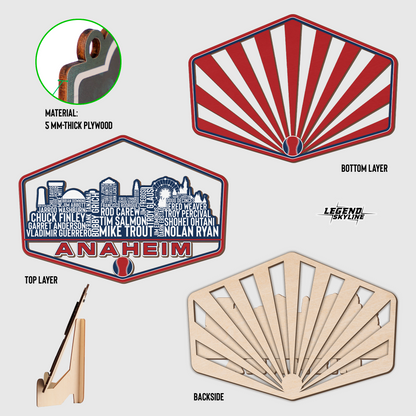 Los Angeles Baseball Greatest Of All Time Legend Team Wood Sign Los Angeles City Skyline Gift Decor