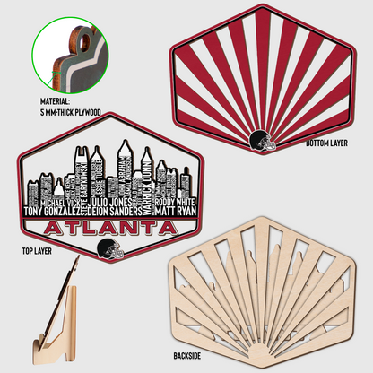 Atlanta Football Greatest Of All Time Legend Team Wood Sign Atlanta City Skyline Gift Decor