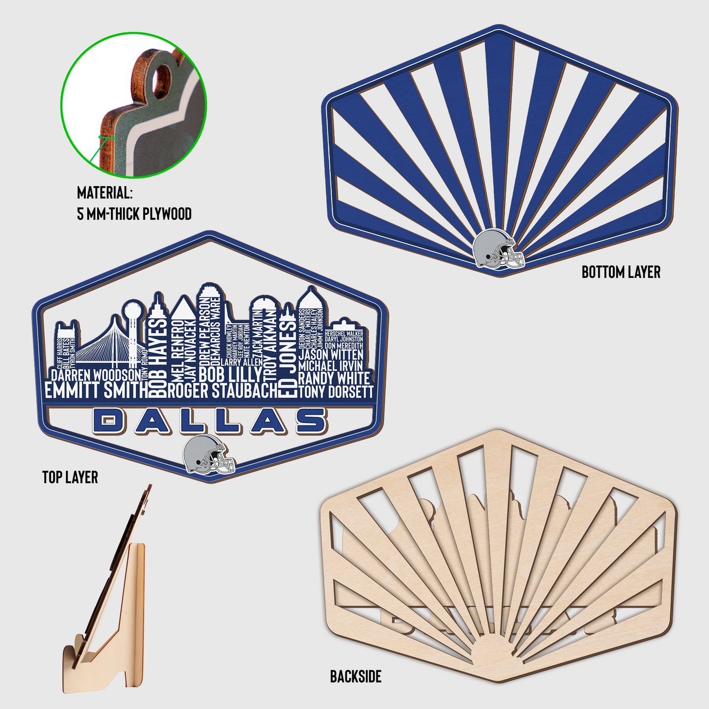 Dallas Football Greatest Of All Time Legend Team Wood Sign Dallas City Skyline Gift Decor