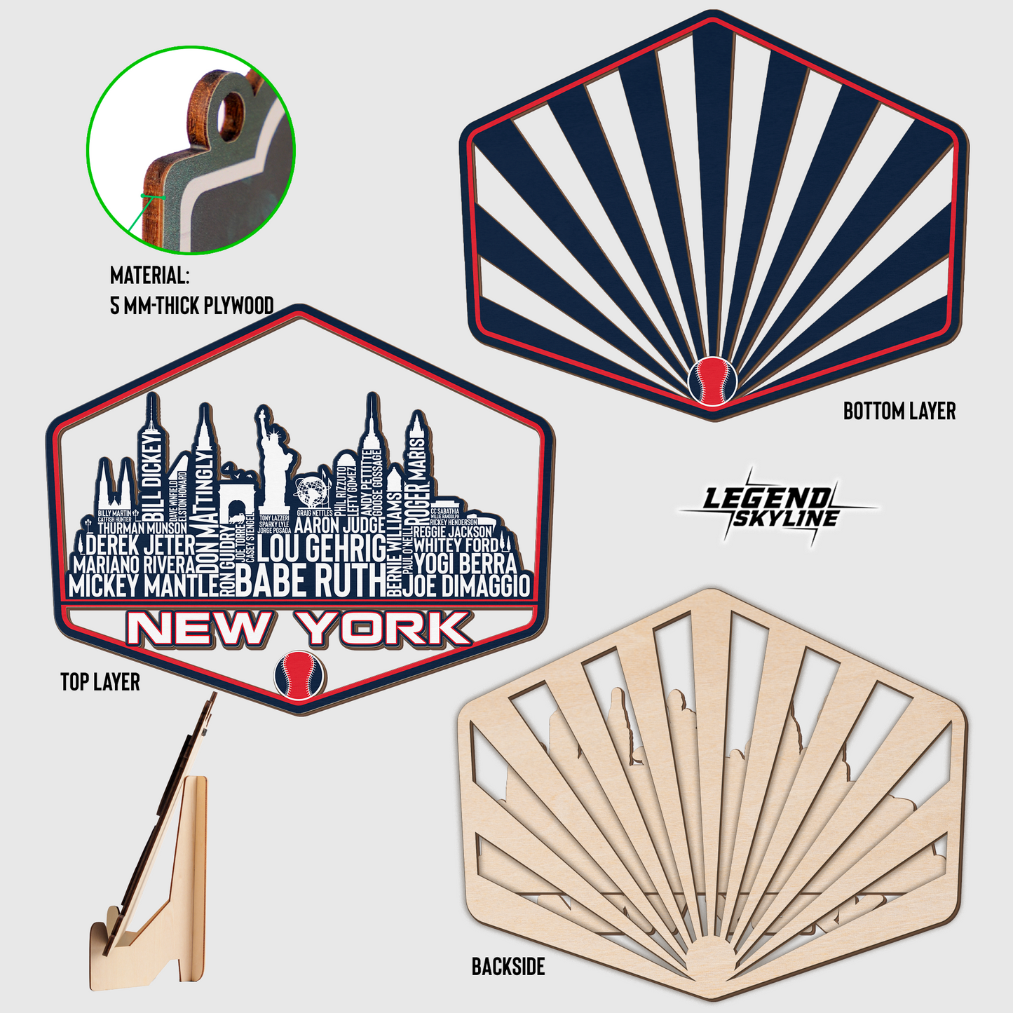New York Baseball Greatest Of All Time Legend Team Wood Sign New York City Skyline Gift Decor