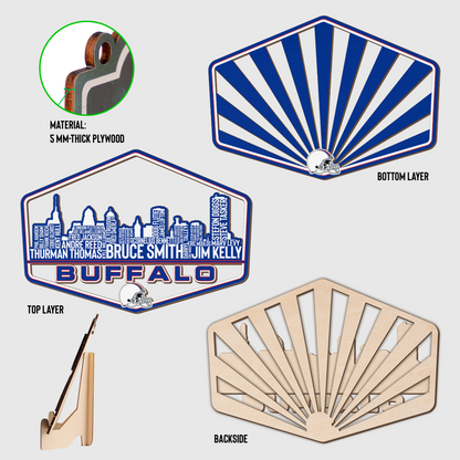 Buffalo Football Greatest Of All Time Legend Team Wood Sign Buffalo City Skyline Gift Decor