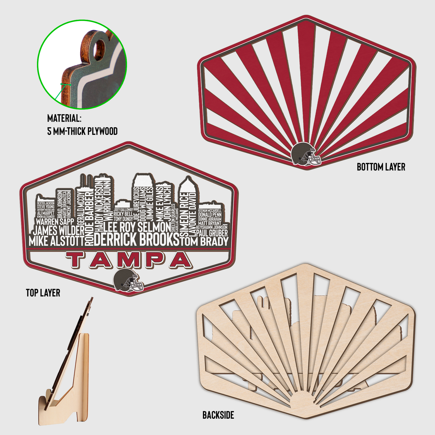 Tampa Bay Football Greatest Of All Time Legend Team Wood Sign Tampa City Skyline Gift Decor