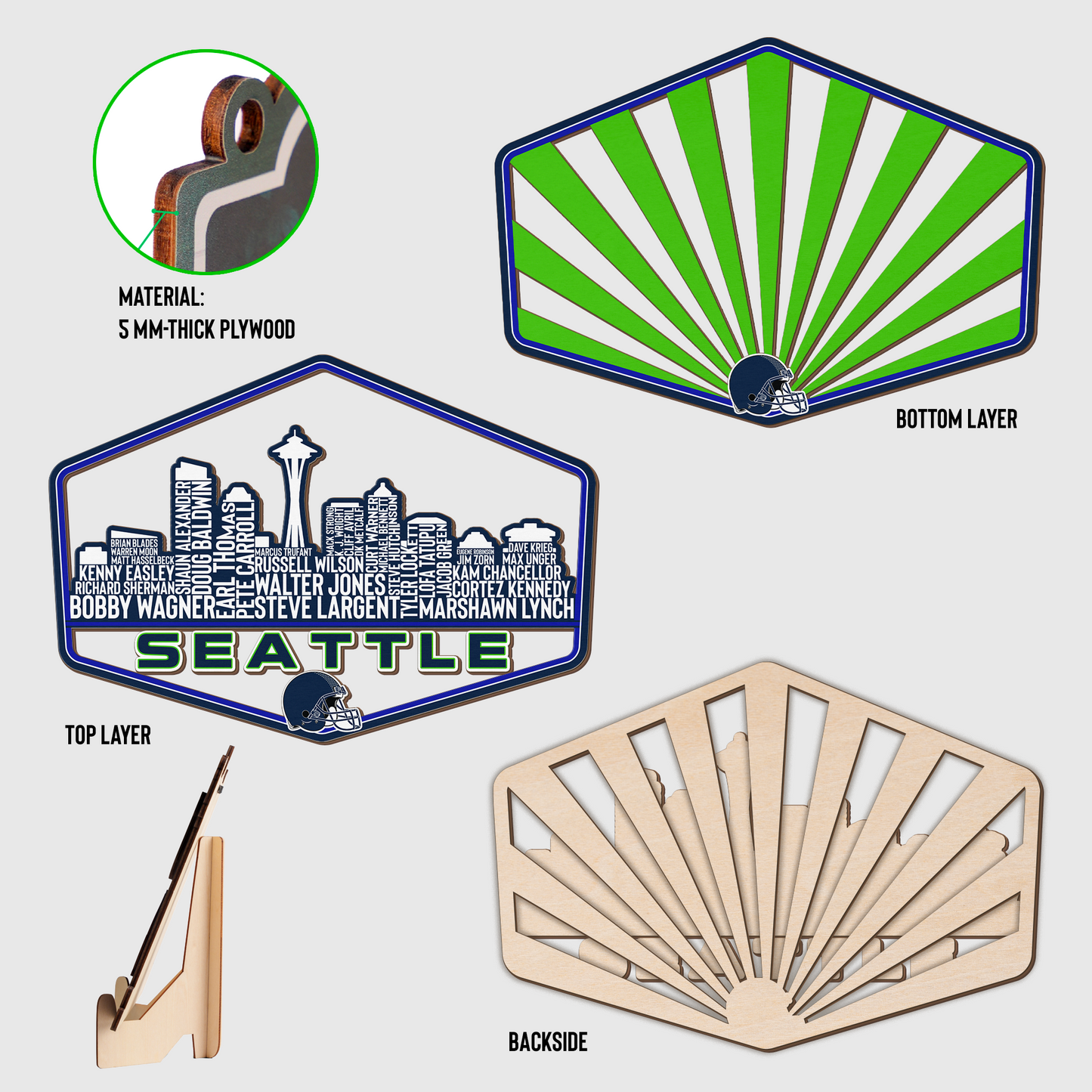 Seattle Football Greatest Of All Time Legend Team Wood Sign Seattle City Skyline Gift Decor