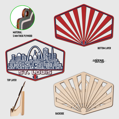 St Louis Baseball Greatest Of All Time Legend Team Wood Sign St Louis City Skyline Gift Decor