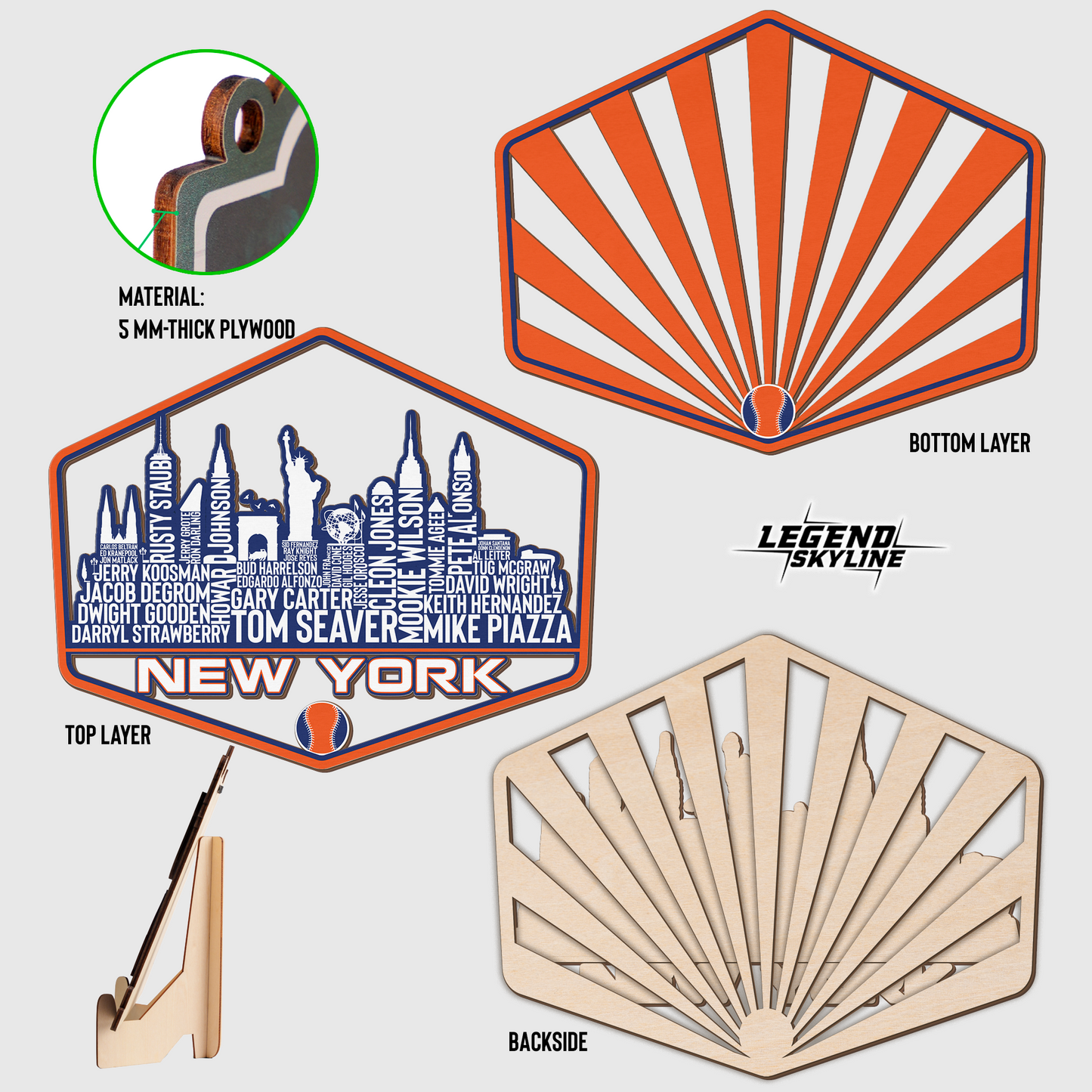 New York Baseball Greatest Of All Time Legend Team Wood Sign New York City Skyline Gift Decor