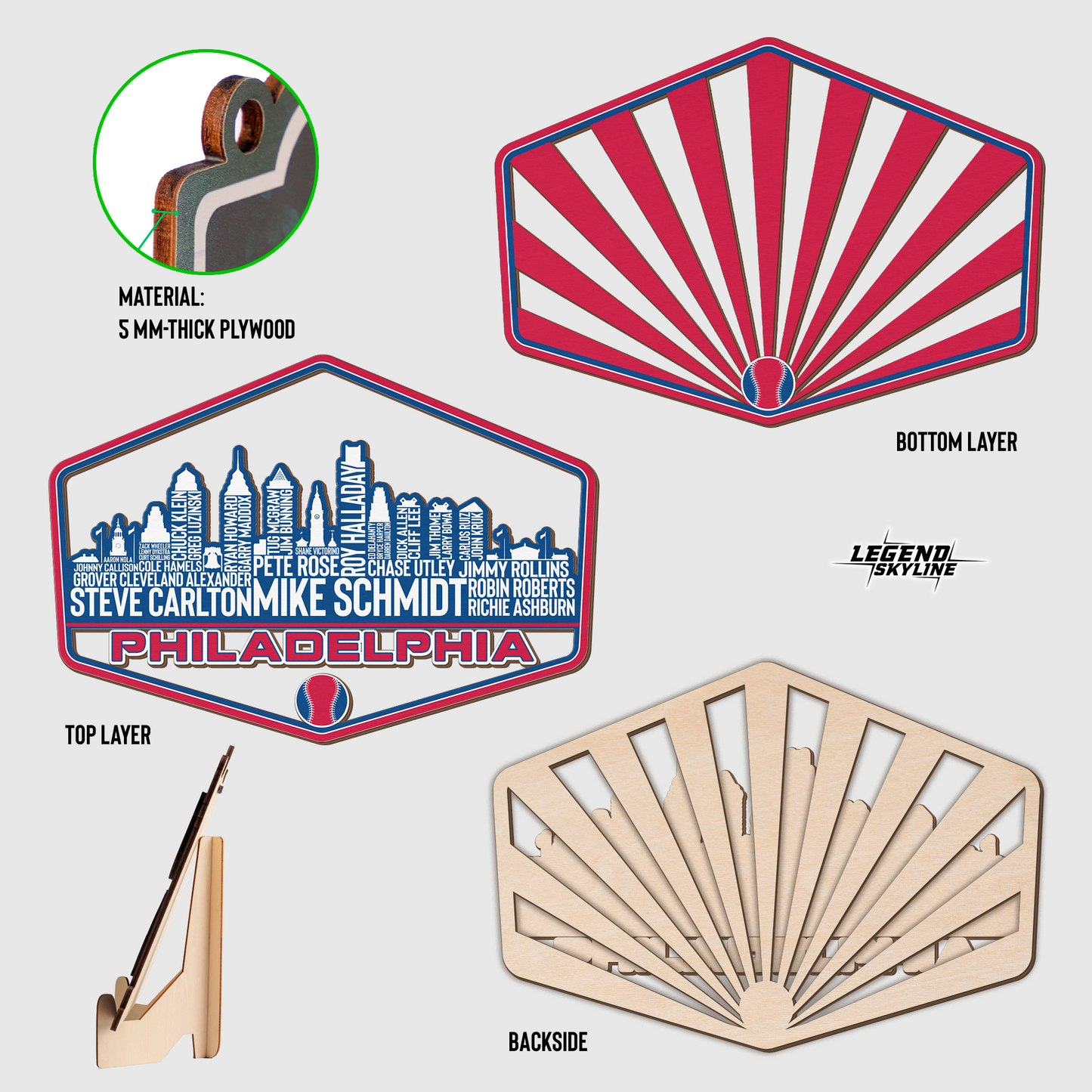 Philadelphia Baseball Greatest Of All Time Legend Team Wood Sign Philadelphia City Skyline Gift Decor