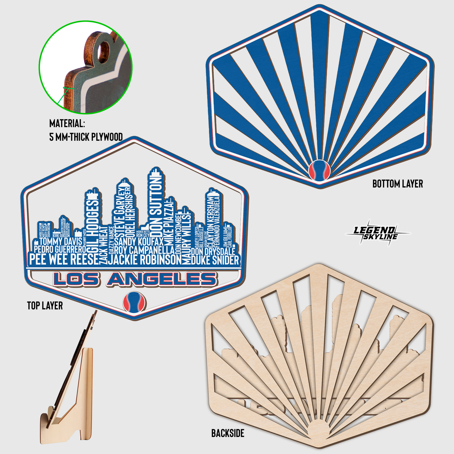 Los Angeles Baseball Greatest Of All Time Legend Team Wood Sign Los Angeles City Skyline Gift Decor