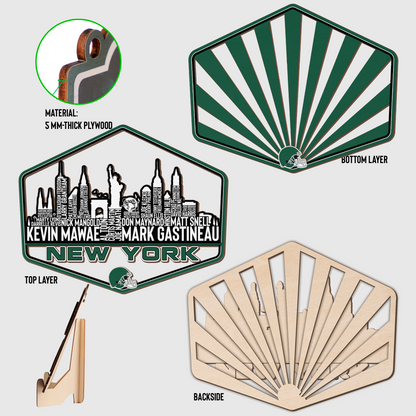 New York Football Greatest Of All Time Legend Team Wood Sign New York City Skyline Gift Decor