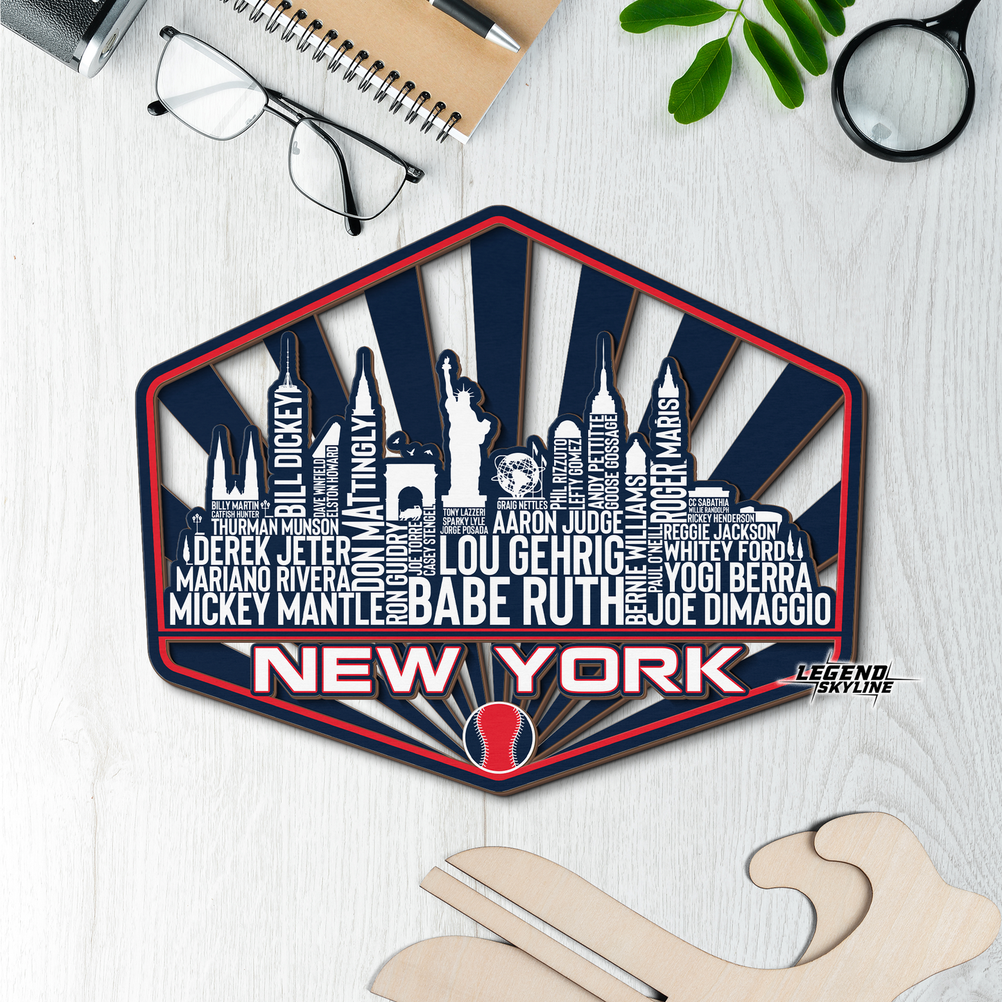New York Baseball Greatest Of All Time Legend Team Wood Sign New York City Skyline Gift Decor