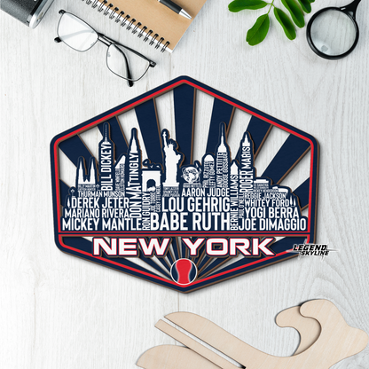New York Baseball Greatest Of All Time Legend Team Wood Sign New York City Skyline Gift Decor