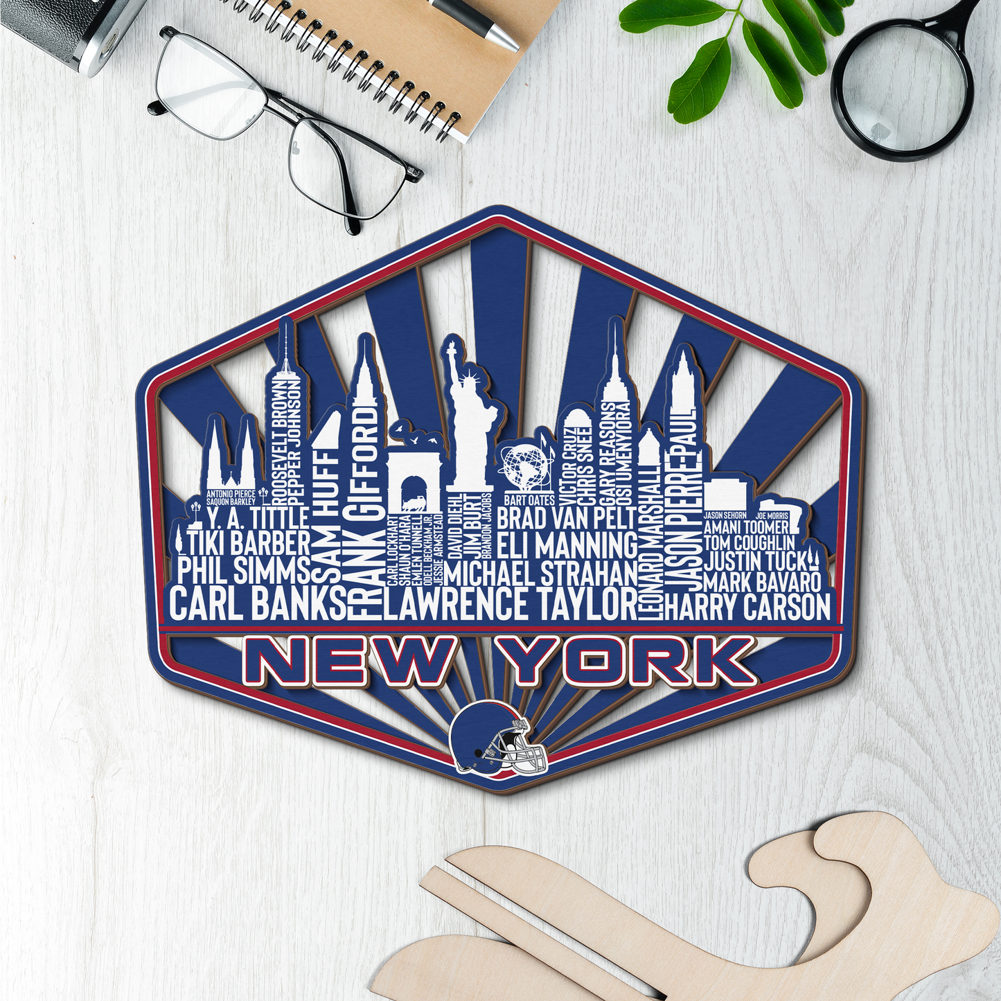 New York Football Greatest Of All Time Legend Team Wood Sign New York City Skyline Gift Decor