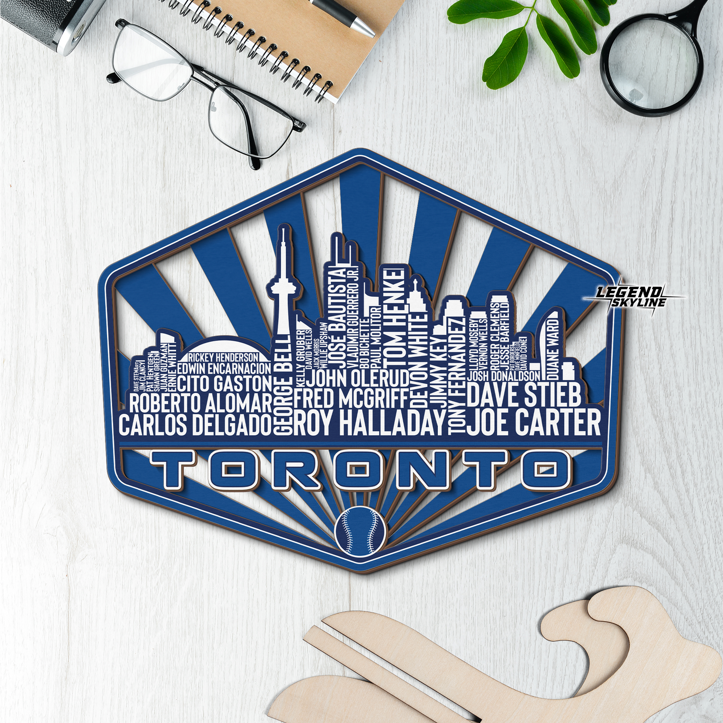 Toronto Baseball Greatest Of All Time Legend Team Wood Sign Toronto City Skyline Gift Decor