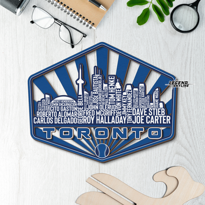 Toronto Baseball Greatest Of All Time Legend Team Wood Sign Toronto City Skyline Gift Decor