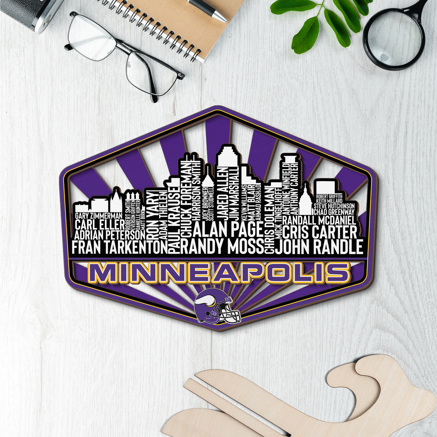 Minnesota Football Greatest Of All Time Legend Team Wood Sign Minneapolis City Skyline Gift Decor