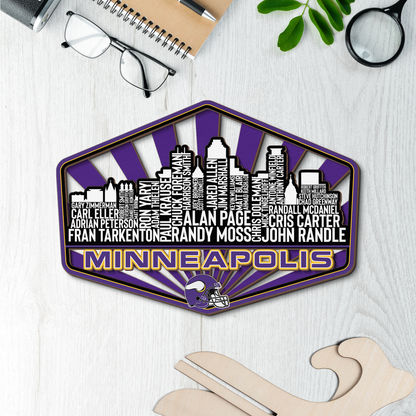 Minnesota Football Greatest Of All Time Legend Team Wood Sign Minneapolis City Skyline Gift Decor