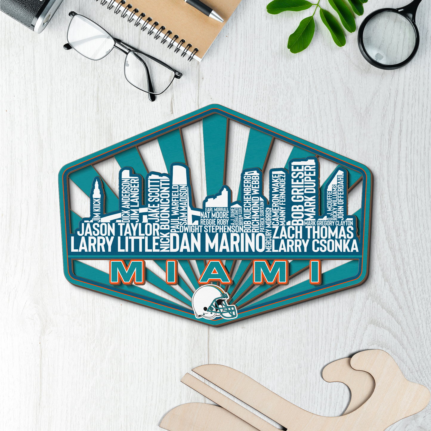 Miami Football Greatest Of All Time Legend Team Wood Sign Miami City Skyline Gift Decor