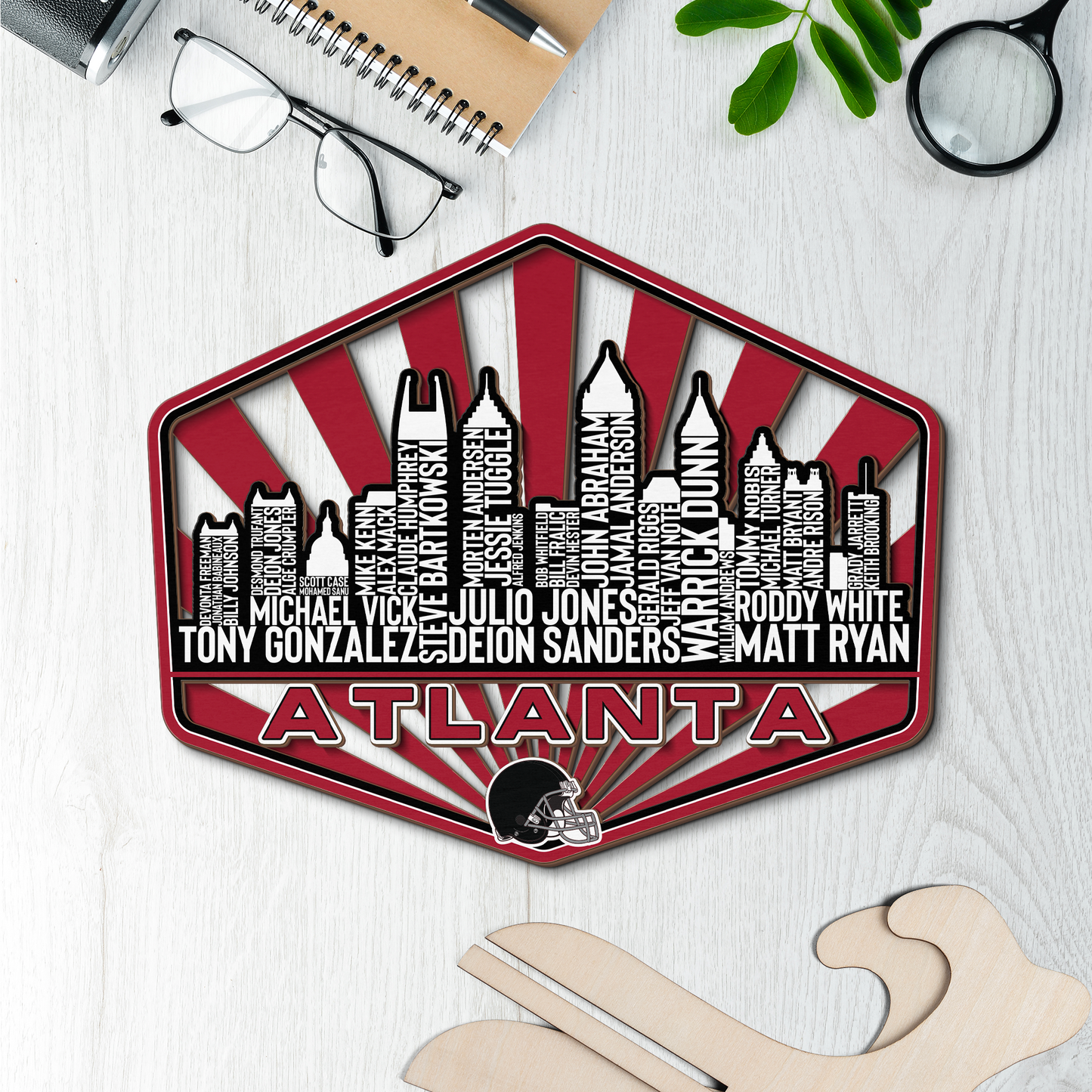 Atlanta Football Greatest Of All Time Legend Team Wood Sign Atlanta City Skyline Gift Decor