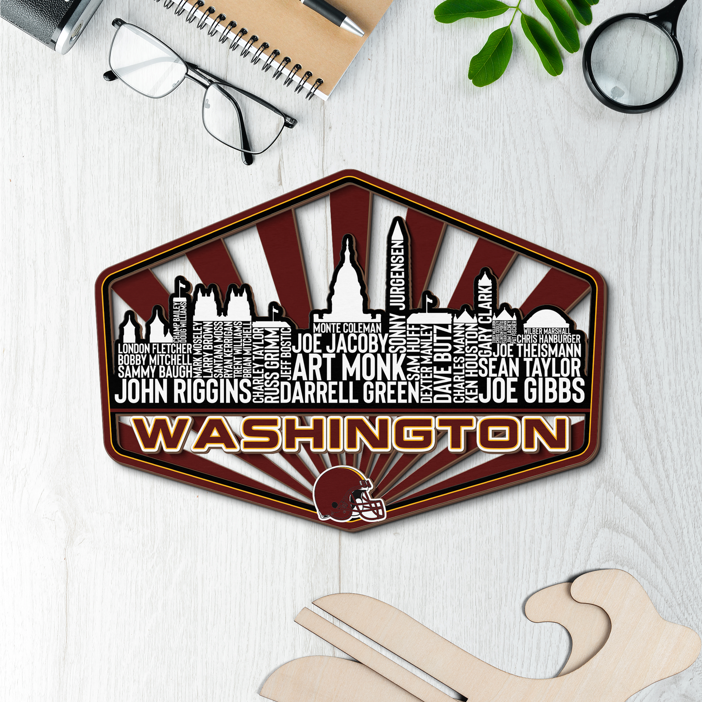 Washington Football Greatest Of All Time Legend Team Wood Sign Washington City Skyline Gift Decor
