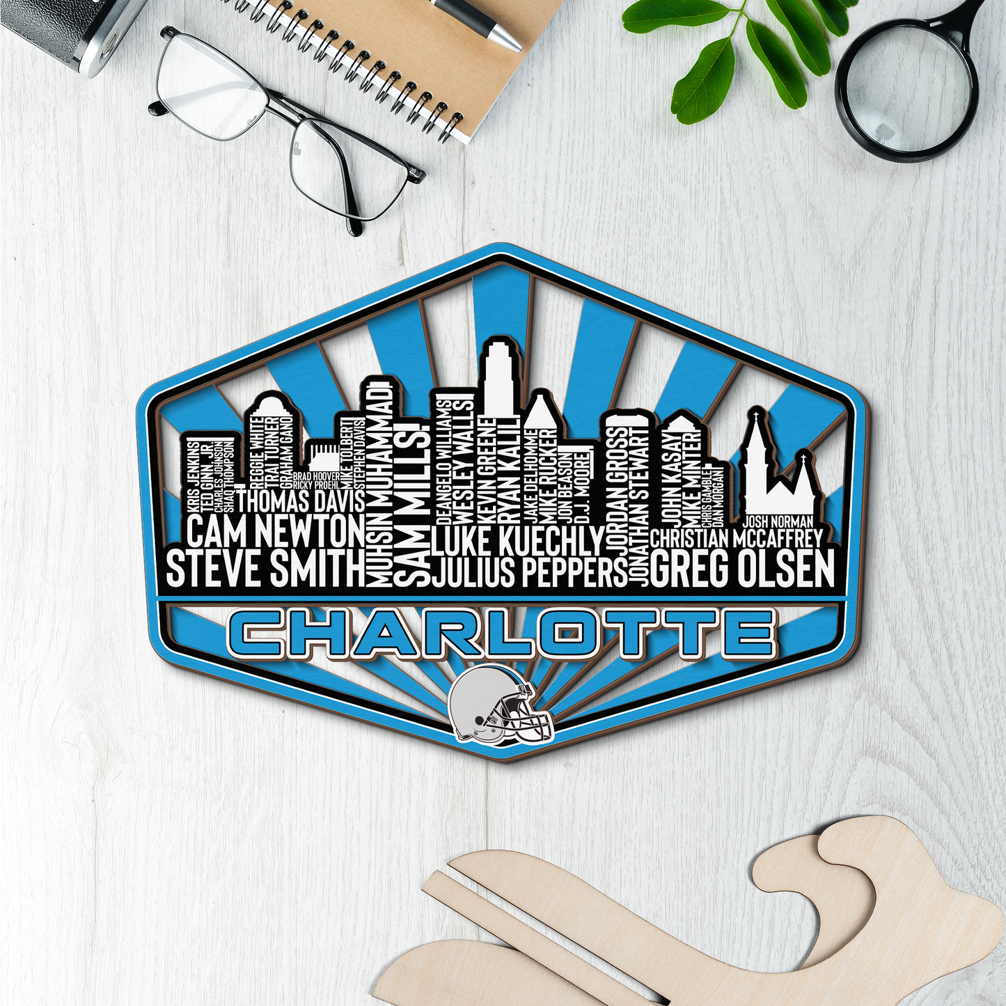 Carolina Football Greatest Of All Time Legend Team Wood Sign Charlotte City Skyline Gift Decor