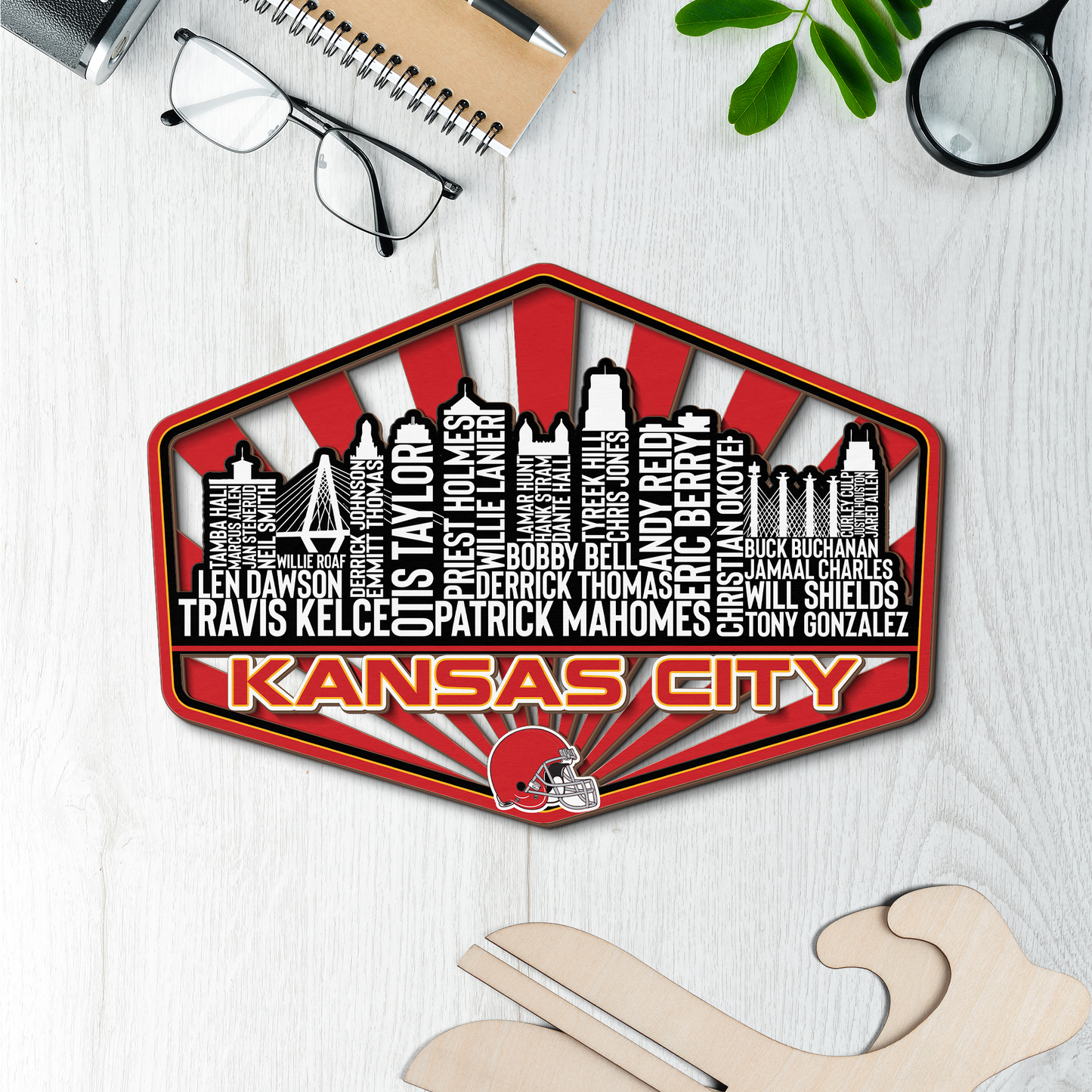Kansas City Football Greatest Of All Time Legend Team Wood Sign Kansas City Skyline Gift Decor