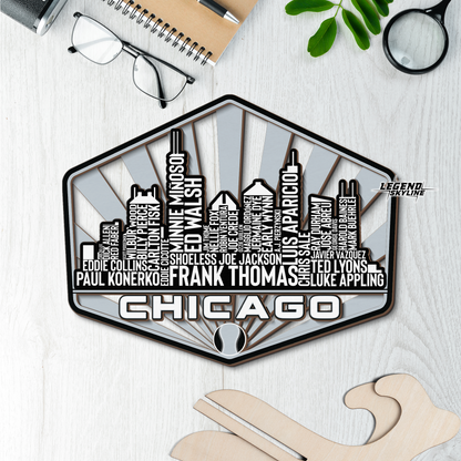 Chicago Baseball Greatest Of All Time Legend Team Wood Sign Chicago City Skyline Gift Decor