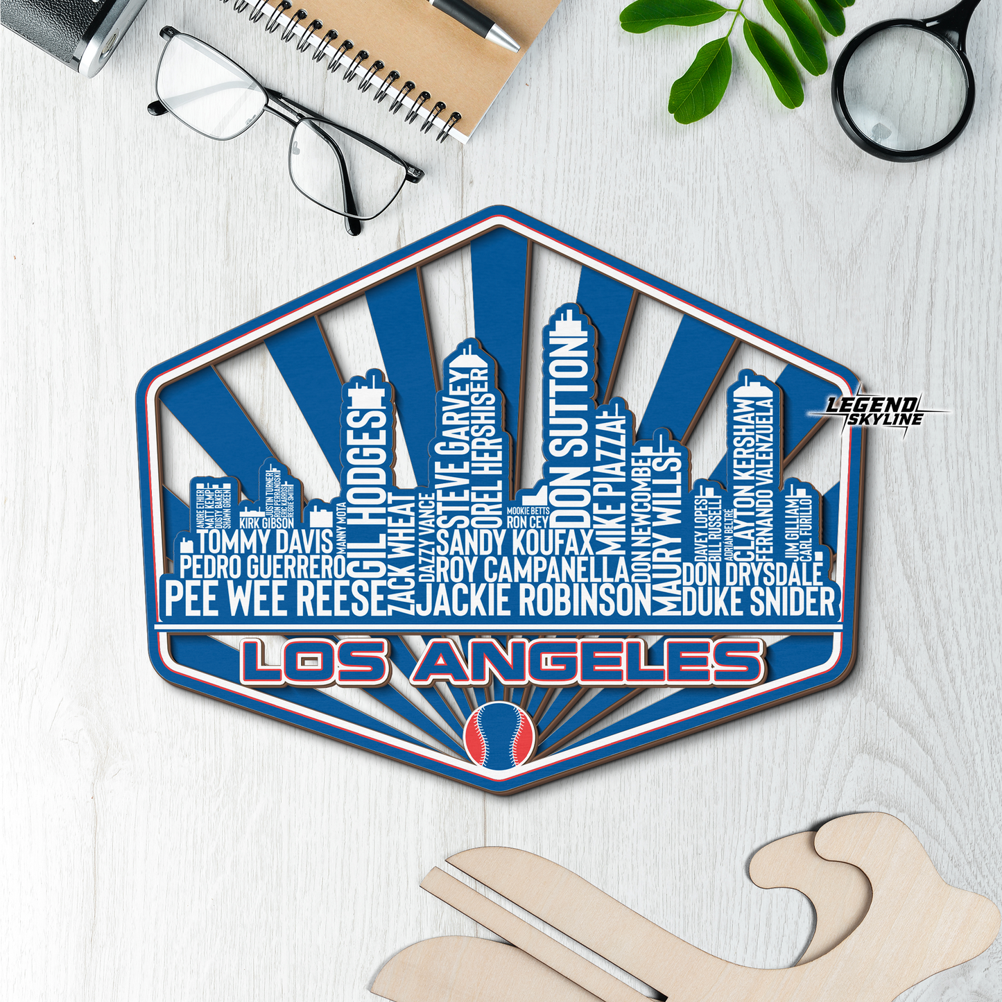 Los Angeles Baseball Greatest Of All Time Legend Team Wood Sign Los Angeles City Skyline Gift Decor