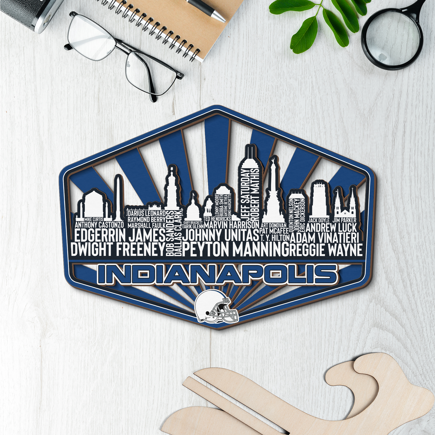 Indianapolis Football Greatest Of All Time Legend Team Wood Sign Indianapolis City Skyline Gift Decor