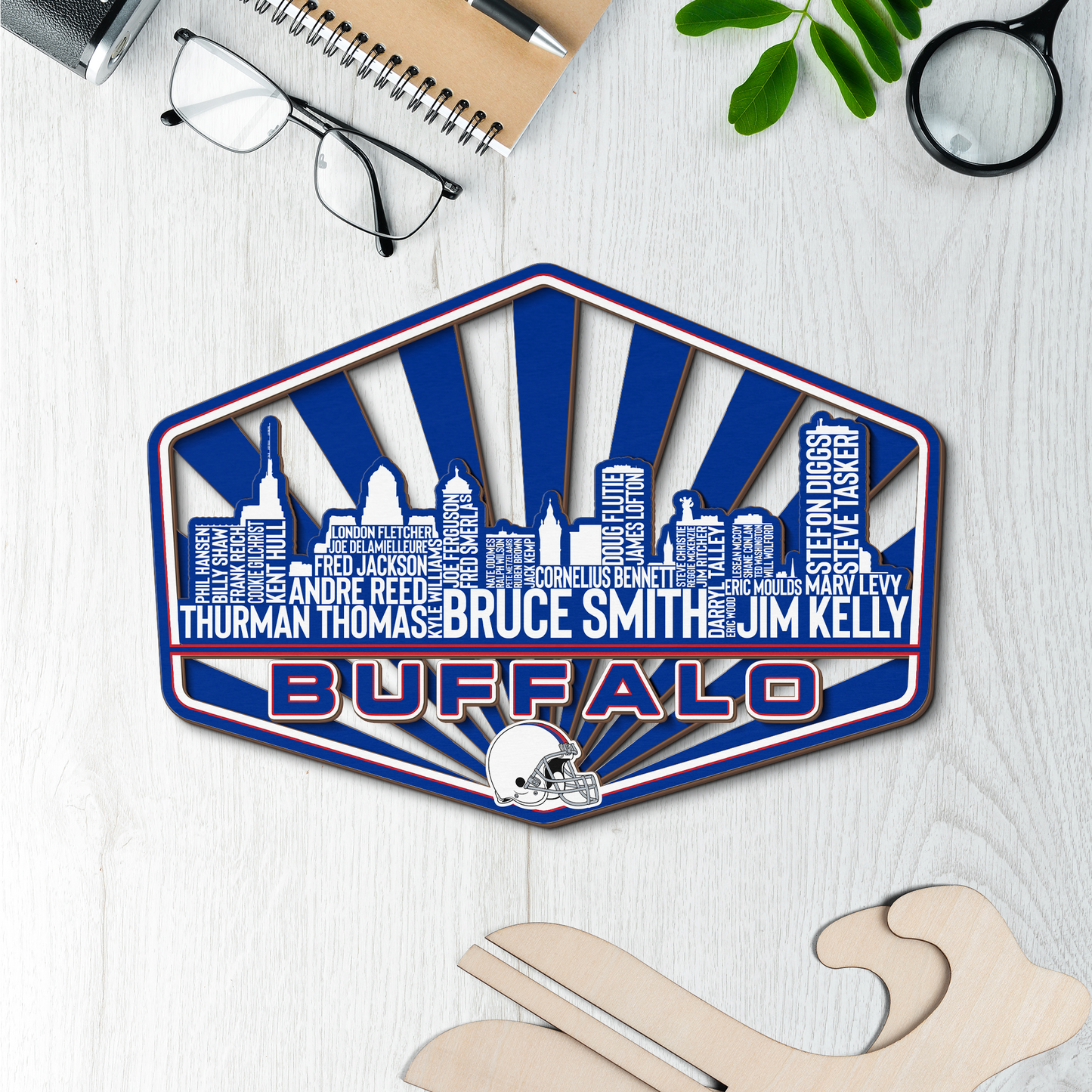 Buffalo Football Greatest Of All Time Legend Team Wood Sign Buffalo City Skyline Gift Decor
