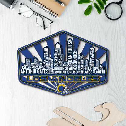 Los Angeles Football Greatest Of All Time Legend Team Wood Sign Los Angeles City Skyline Gift Decor