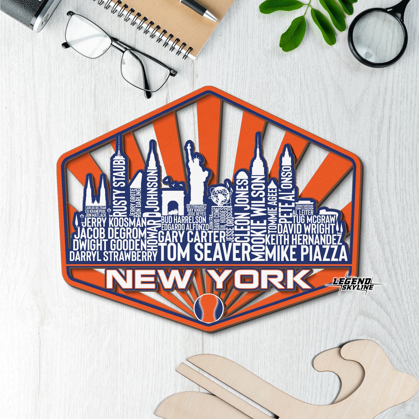 New York Baseball Greatest Of All Time Legend Team Wood Sign New York City Skyline Gift Decor