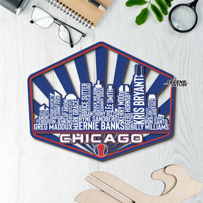 Chicago Baseball Greatest Of All Time Legend Team Wood Sign Chicago City Skyline Gift Decor