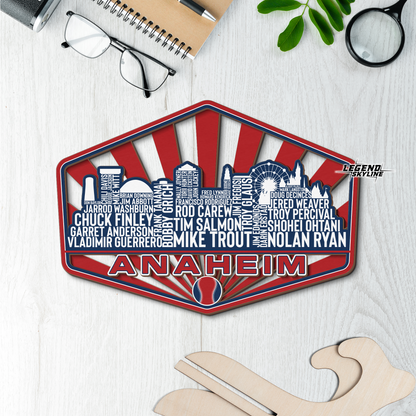 Los Angeles Baseball Greatest Of All Time Legend Team Wood Sign Los Angeles City Skyline Gift Decor