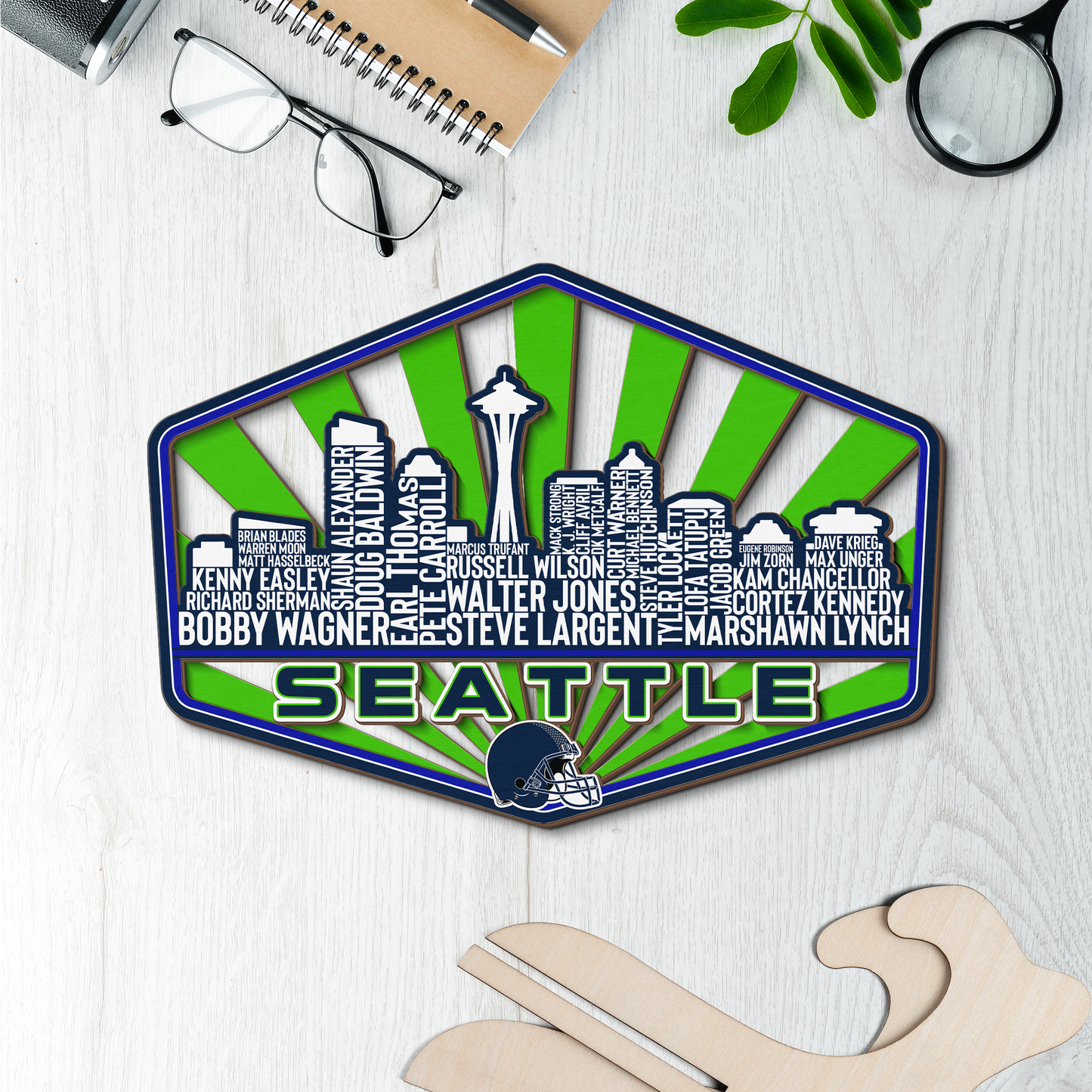 Seattle Football Greatest Of All Time Legend Team Wood Sign Seattle City Skyline Gift Decor